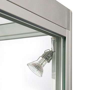 Vitrine glasskab - Showcase Counter Duo glasmontre med LED lys og lås - sølv