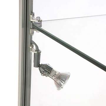 Vitrine glasskab - Showcase Tower Duo glasmontre med underskab, LED lys og lås - sølv