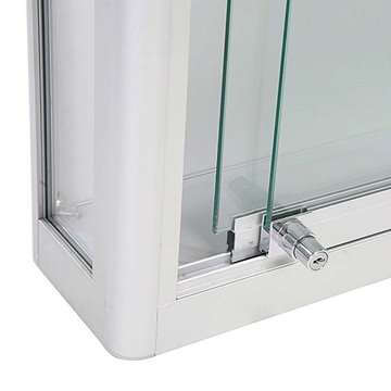 Vitrine glasskab - Showcase Wall Duo glasmontre med LED lys og lås - sølv