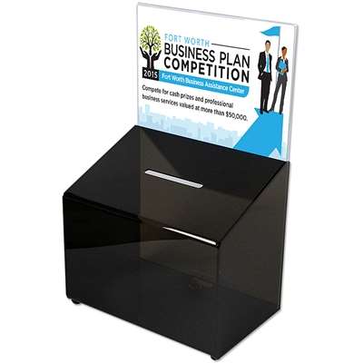 Tip-boks, sort, med A4 akrylholder til info