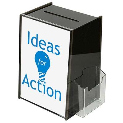 Tip Box, sort, med A4 infodisplay og kortholder