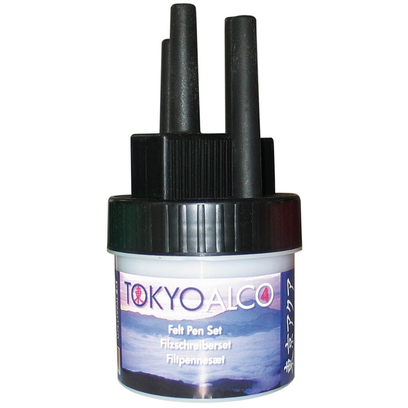 Tokyo Alco, sæt med 4 filtpenne, sort