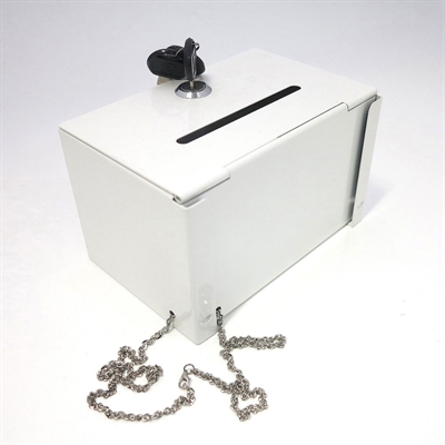 Donation Box, hvid, med kæde