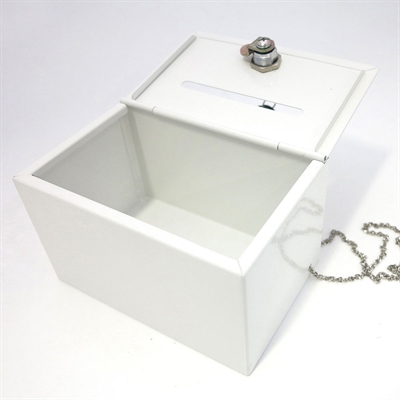 Donation Box, hvid, med kæde
